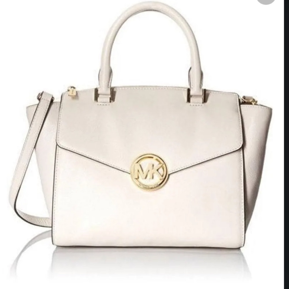 Michael Kors Large White Leather Hudson Bag